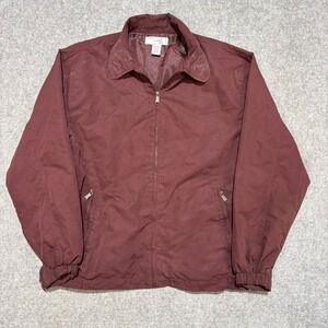 Haband Casual Joe Mens Burgundy Full Zip Windbreaker Jacket Size Large